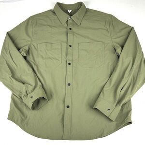 Arket men's Green Polyamide Tech Stretch Button up Long sleeve shirt Sz: Medium